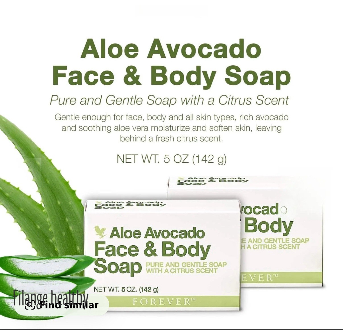 2 pack New Forever Aloe Avocado Face & Body Soap a vegan.