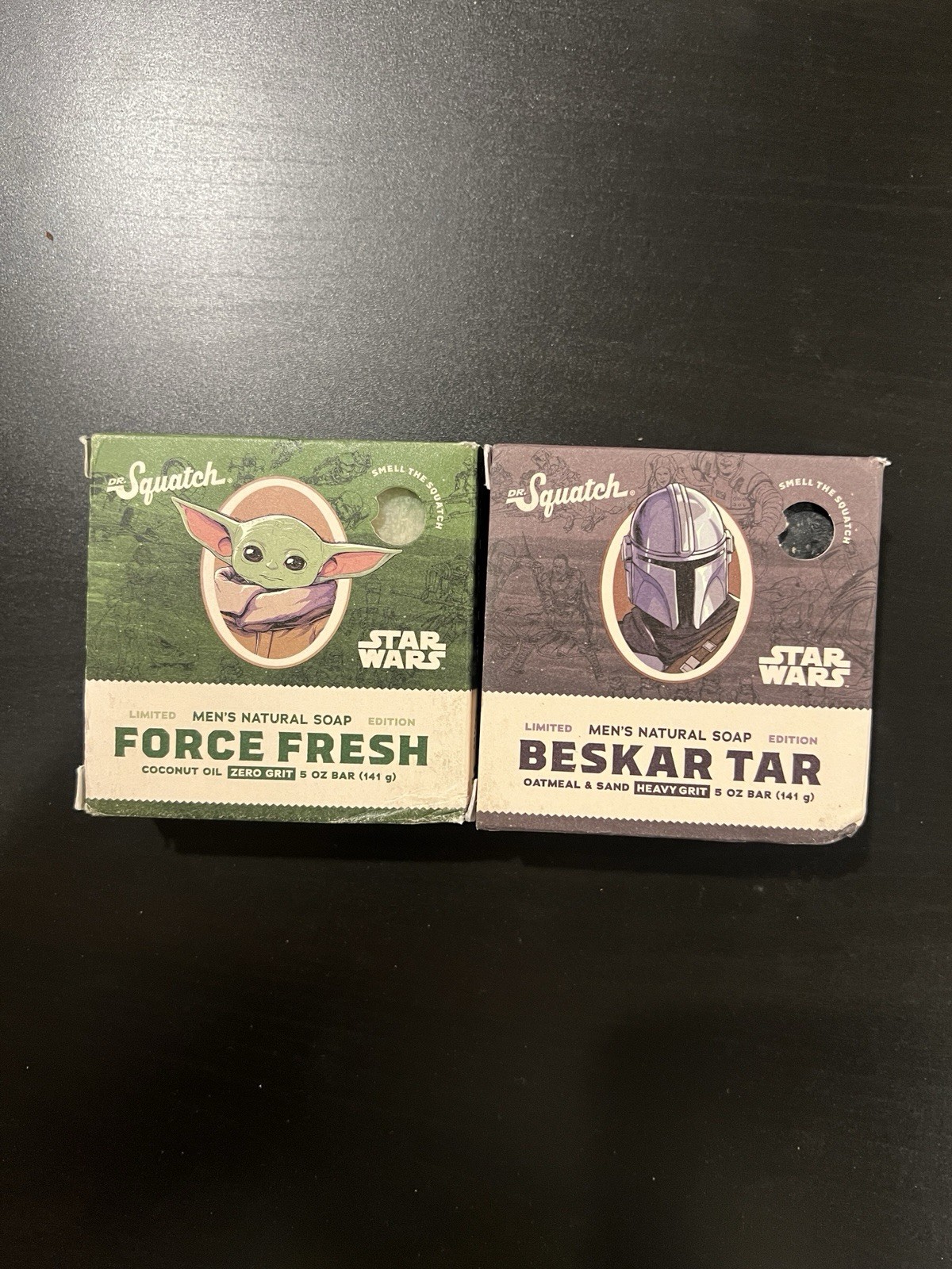 RARE Dr. Squatch Star Wars Mandalorian Soap Set Force Fresh & Beskar Tar 5 oz