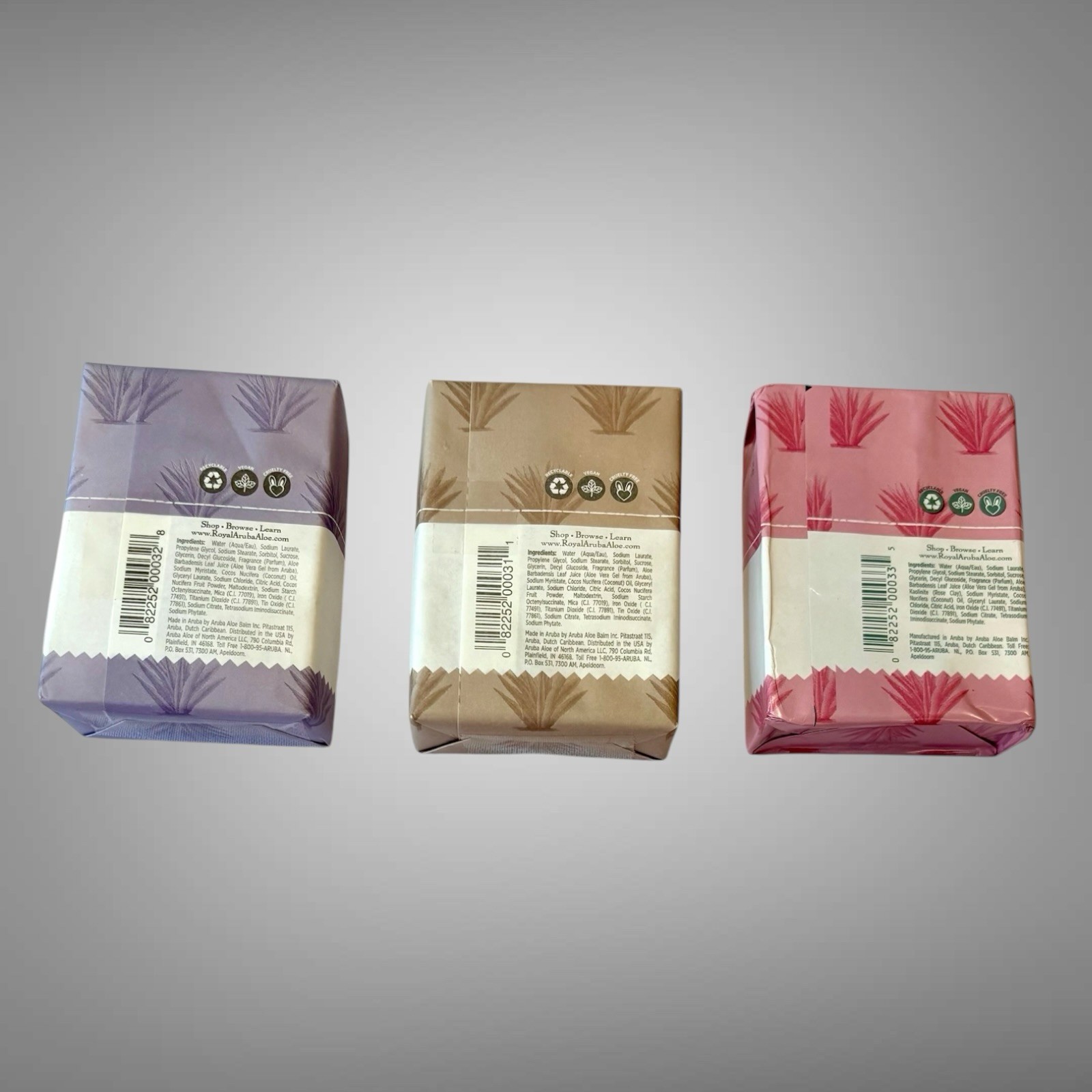 3 Bars Of New Aruba Aloe Soap Dream Paradise, Coconut Island & Tropical Rose