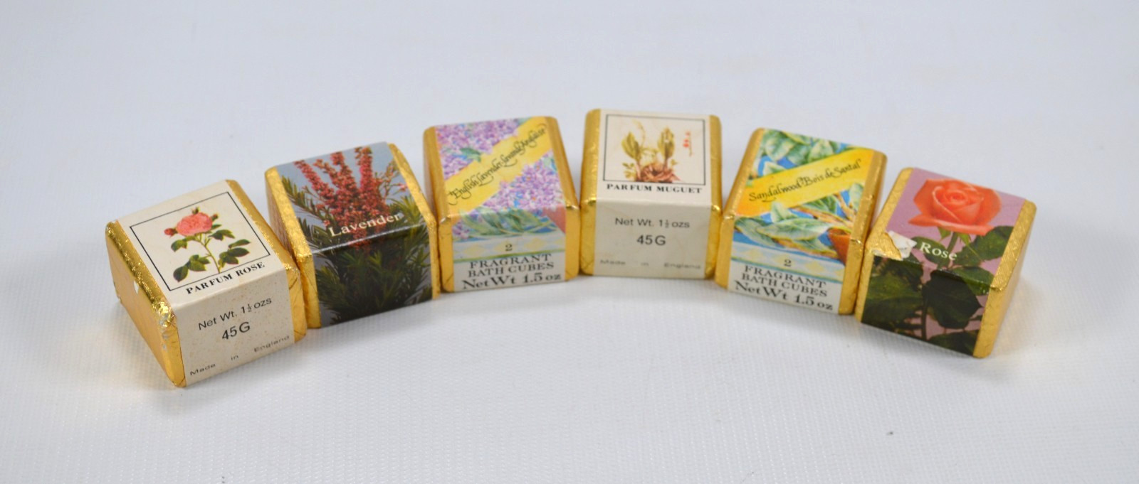Misc Lot of 6 Fragrance Bath Cubes 45g/ 1.5 oz Sandalwood Lavender Rose Parfum