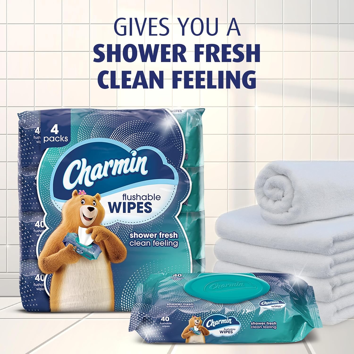 Charmin Flushable Wipes, 480 Total Wipes (12 Packs of 40) 40 Count (Pack of 12)