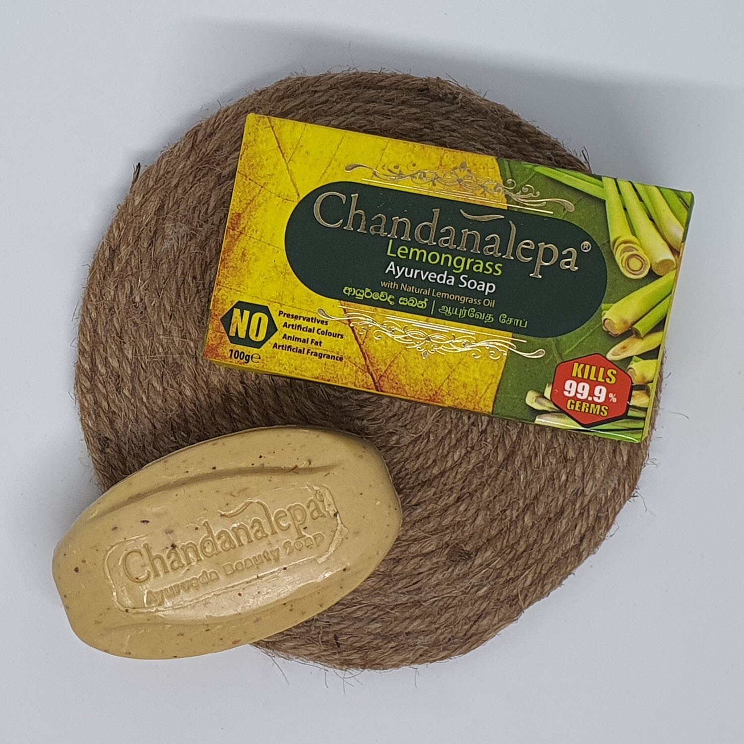 Chandanalepa Lemongrass Ayurveda Herbal Beauty Soap Clean Healthy Body Skin 5pcs