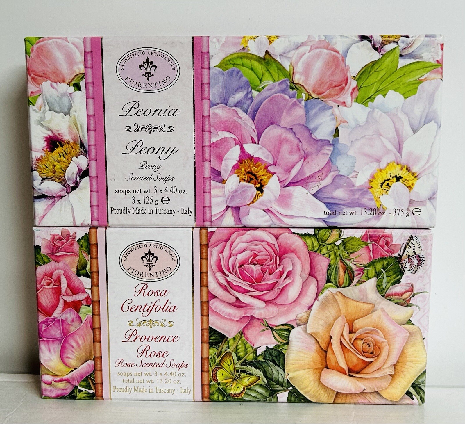 Fiorentino ~ Peony & Rose Bar Soap from Italy 6 bars 4.40 oz Each