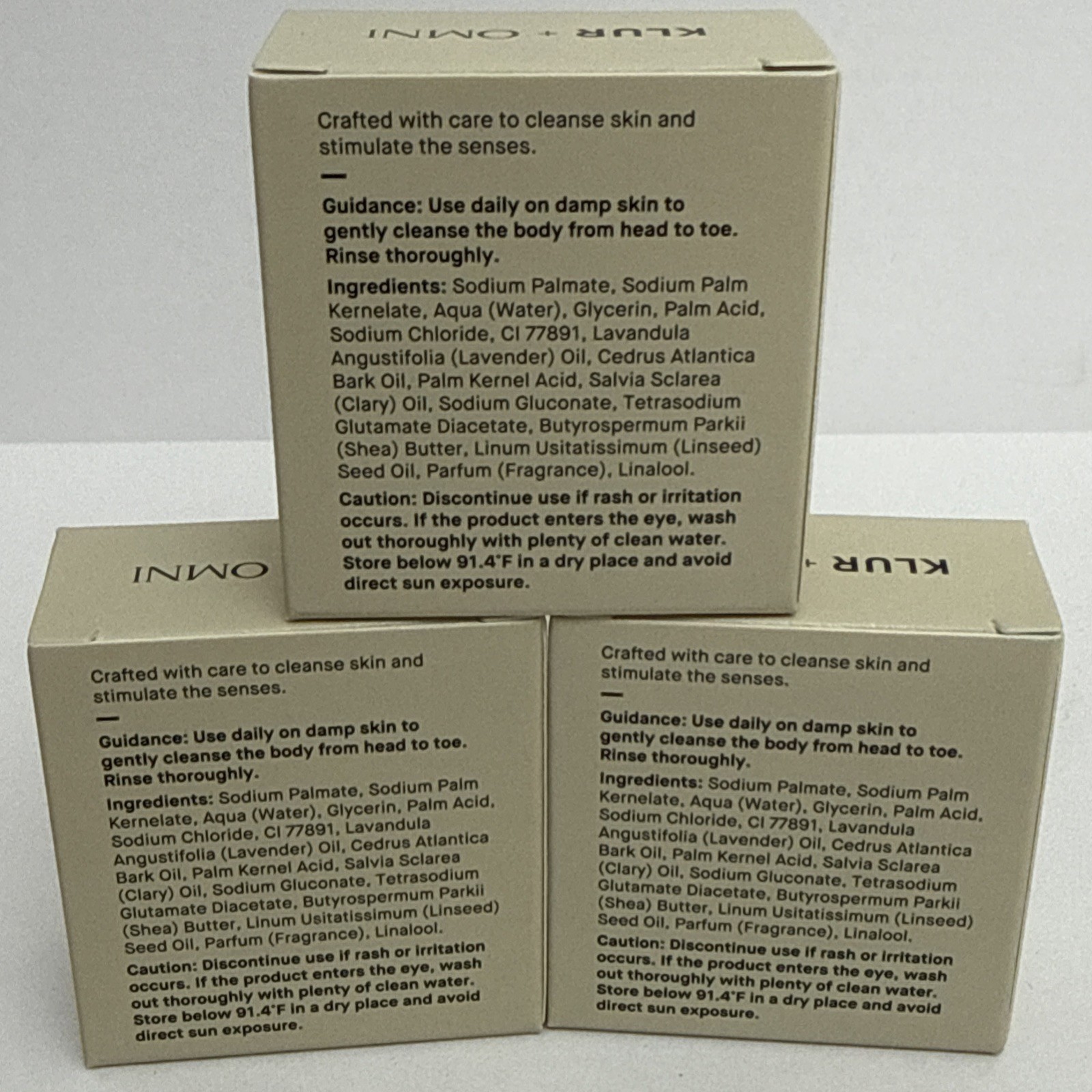 3 X KLUR Repose Gentle Cleansing Bars – Clary Sage + Lavender – 40g/1.41 Oz