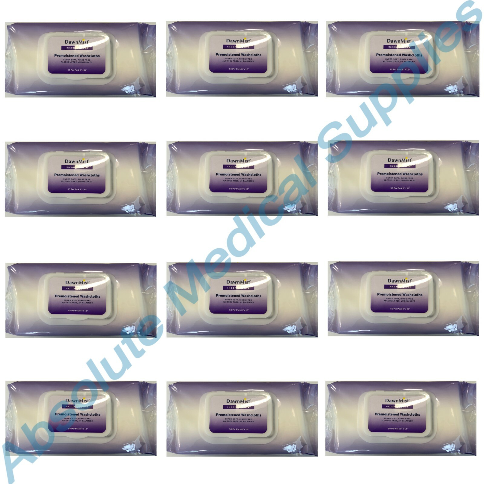 *600-Pieces* Dukal DawnMist Incontinence WashCloths 8″ x 12″ Wipes AW8150