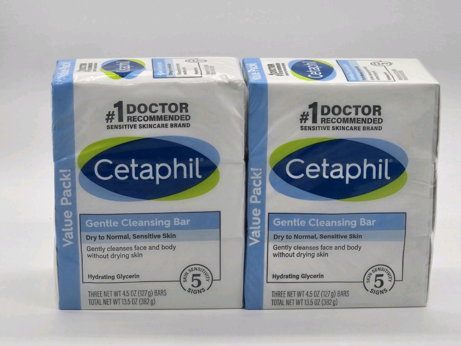2x VALUE PK Cetaphil GENTLE CLEANSING BAR 4.5oz Dry Sensitive Skin = 6 bars