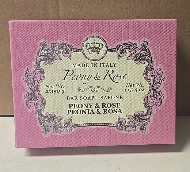 Saponerie Mario Fissi Tuscan Rose & Peony Soap Made In Italy 10.6oz 2 Bars