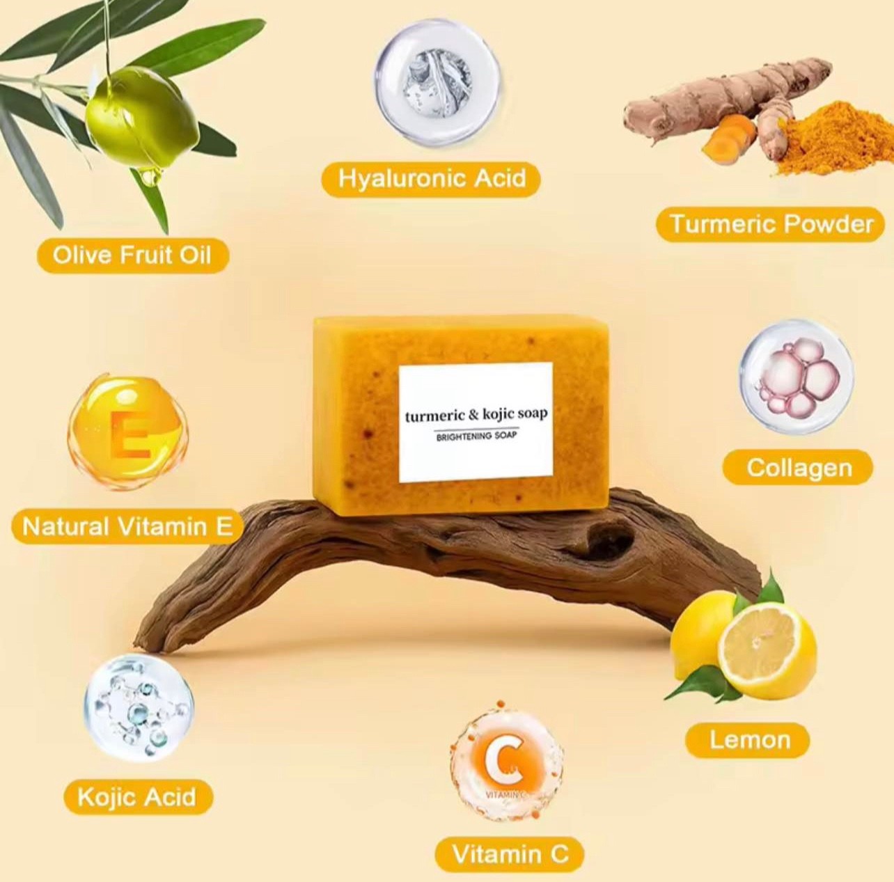 Lemon Turmeric Kojic Acid Brightening Soap 120g Remove Stain On Your Skin