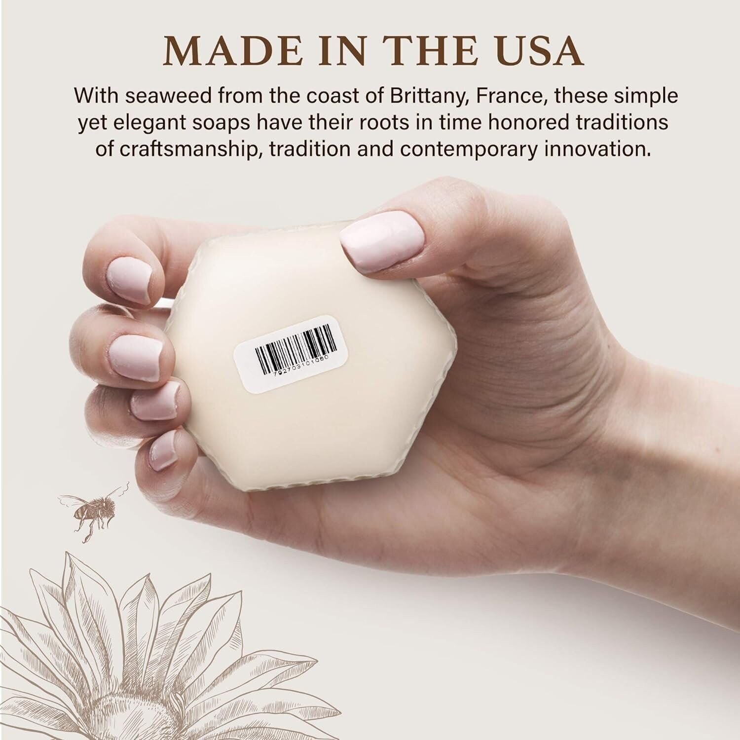 Baudelaire Honey Royal Jelly Soap Bar (set of 6) Triple Milled Made USA