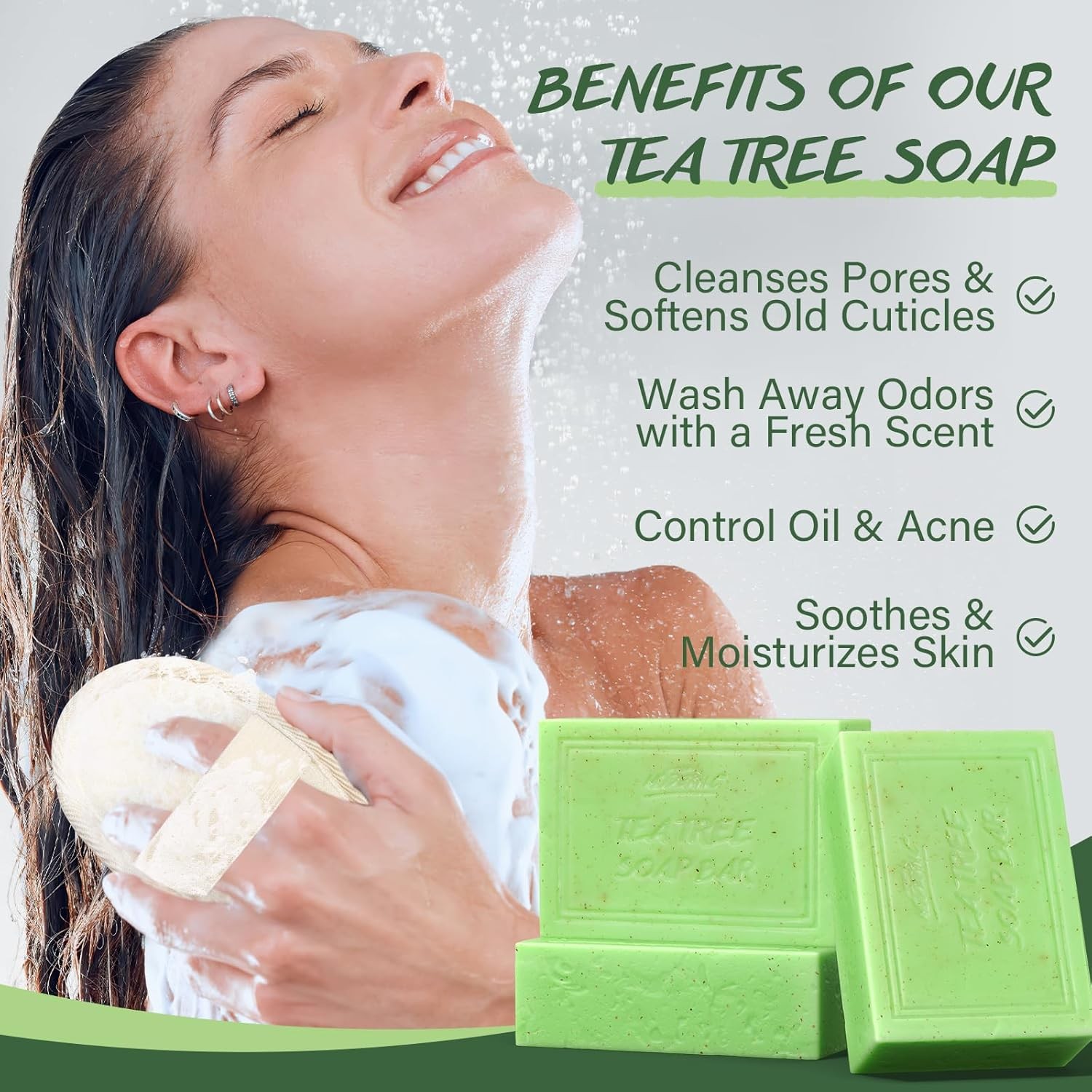 Tea Tree Soap Bar 3x100g for Face & Body Acne Odor Athlete’s Foot All Skin Typ