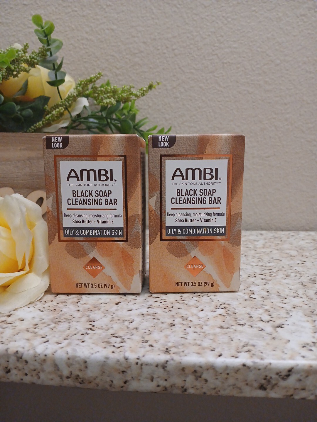Pack of 2) .AMBI Skin Care Soap Black soap With Shea Batter 3.5 oz FREE SHIPPING