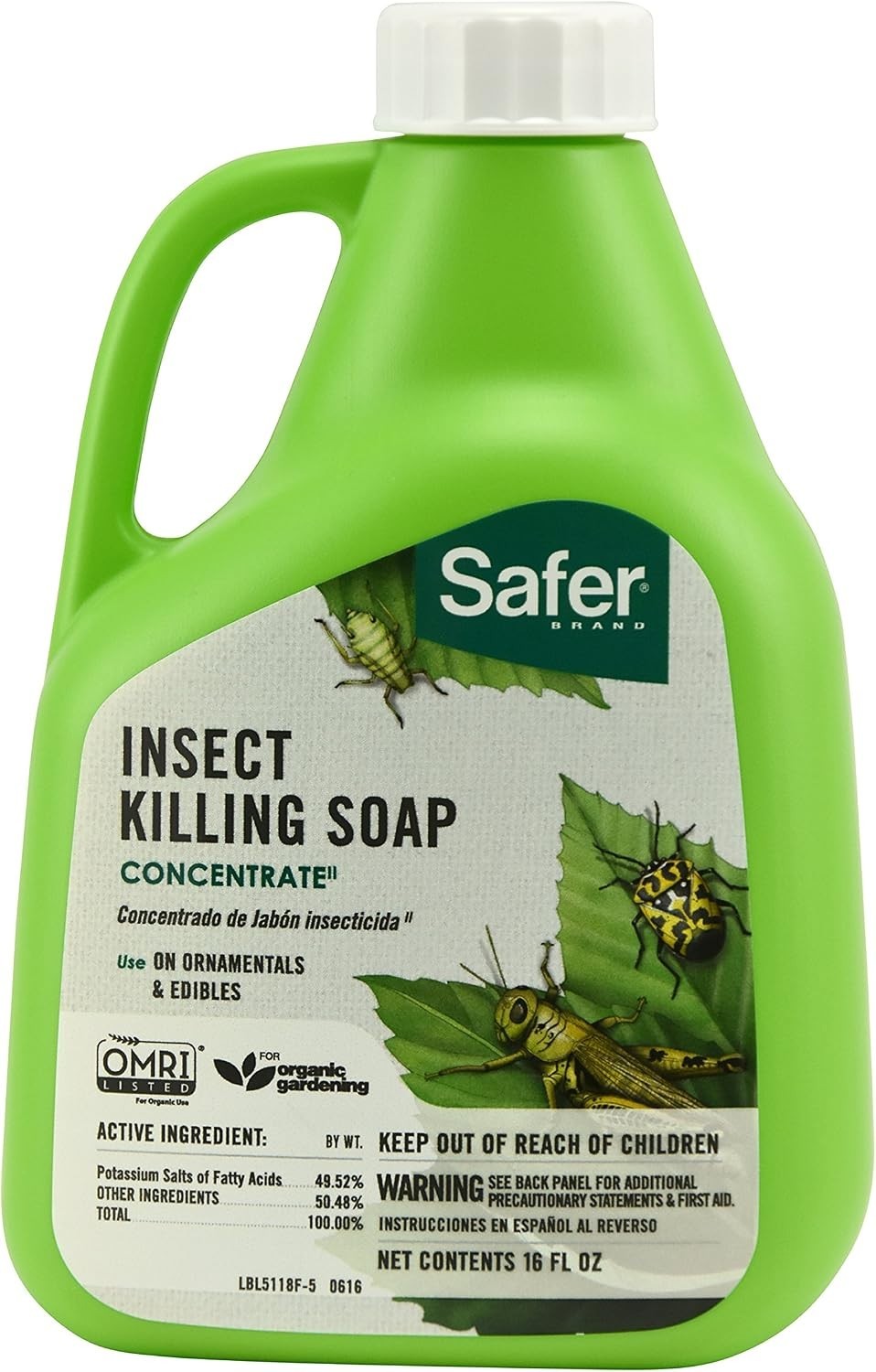 Safer 5118-6 Insect Killing Soap 16oz – Effective on Aphids & Spider Mites