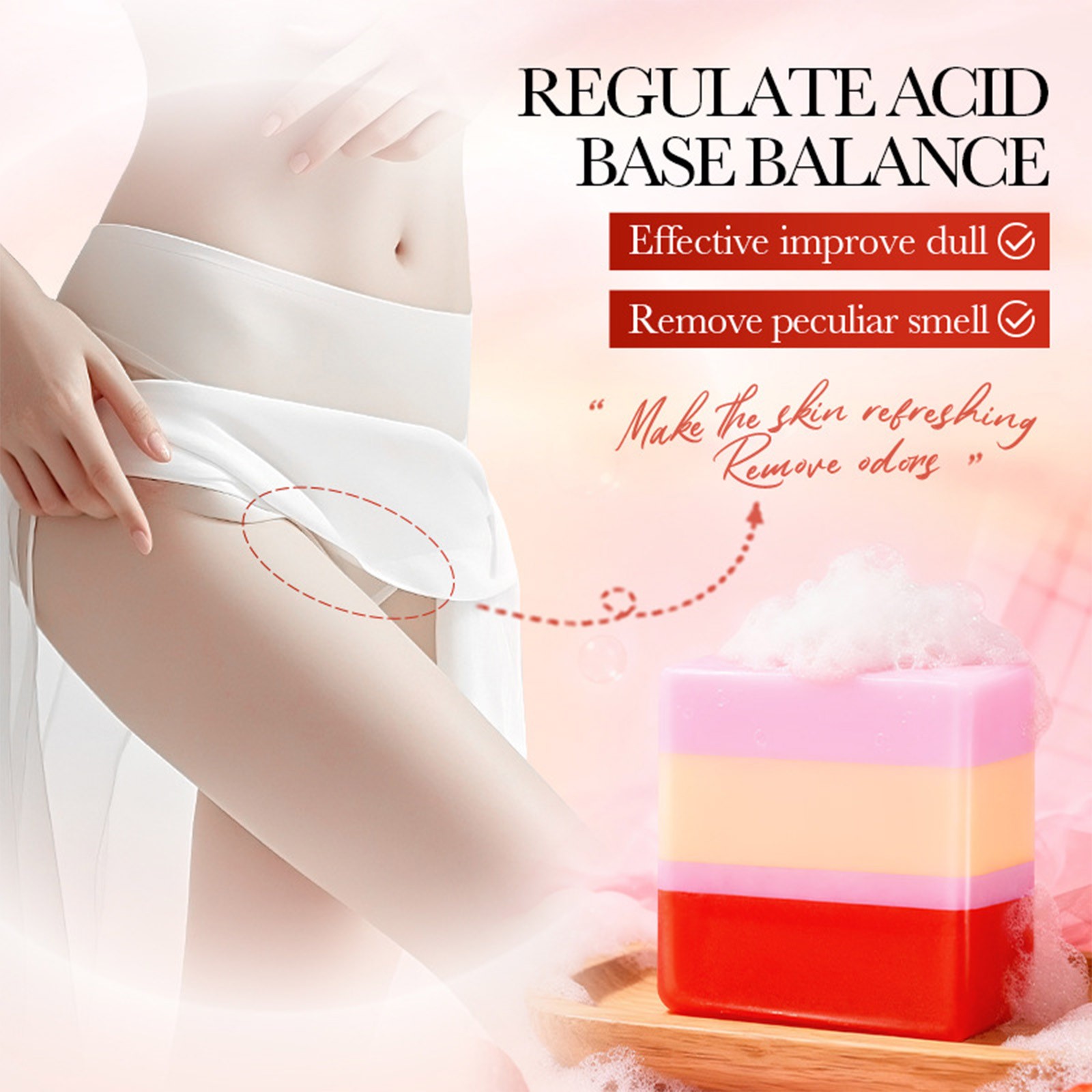 Women Strawberry Scent Soap For Private Personal Care Tri Color Cleaning Soap