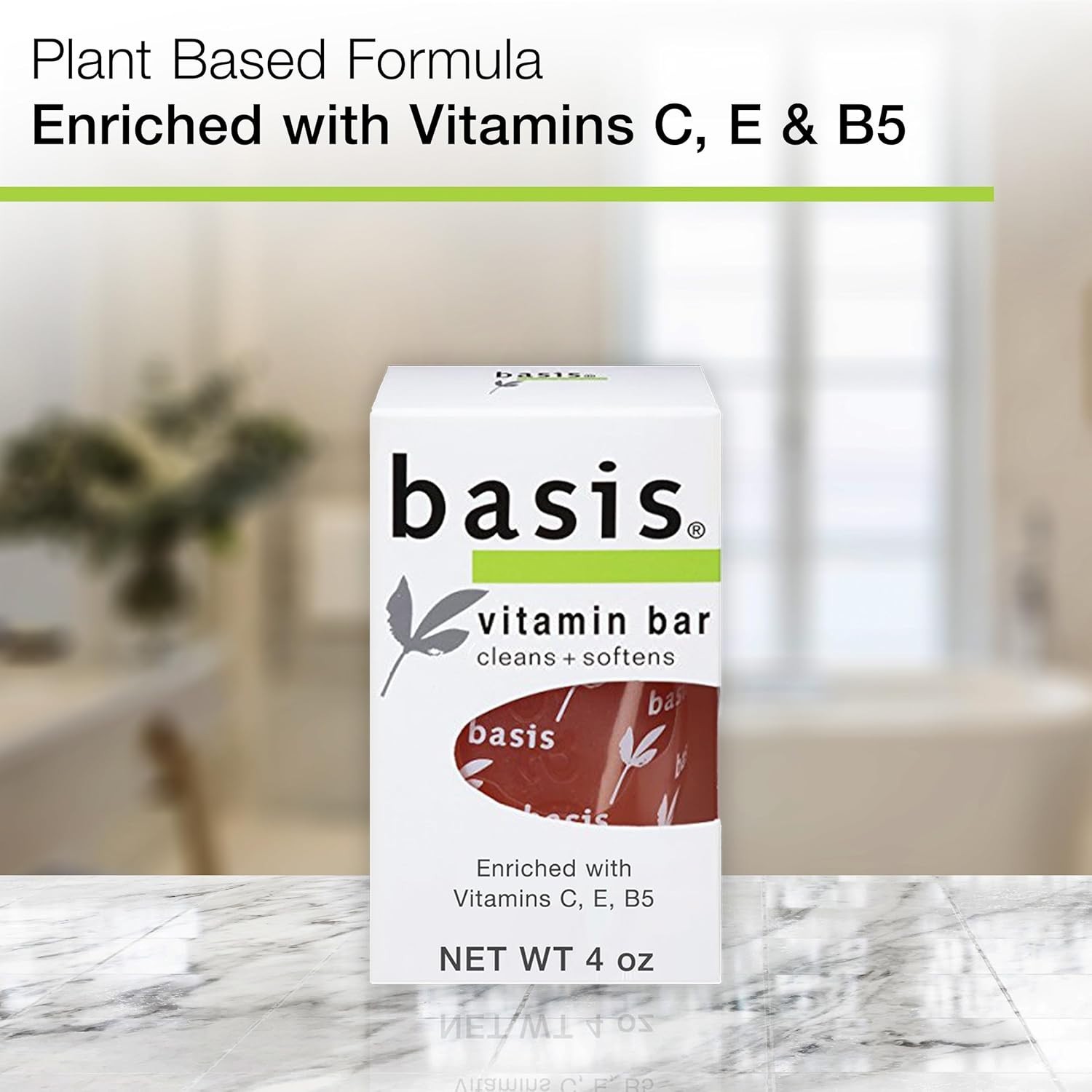 Basis Vitamin Bar Soap for Body, Hands and Face Cleans + Soothes All Skin Types