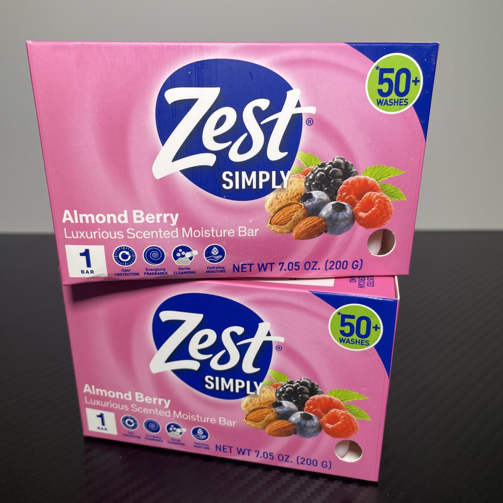 Lot Of 2 Zest Simply Almond Berry Scented Moisture Bar Soap 7.05oz New