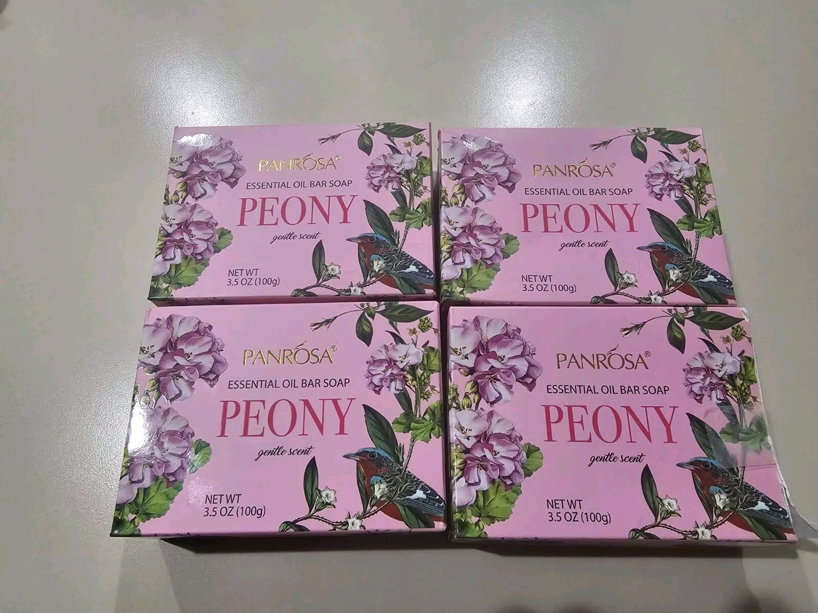 Lot 4 Panrosa Essential Oil Bar Soap Peony Gentle Scent 3.5 Oz