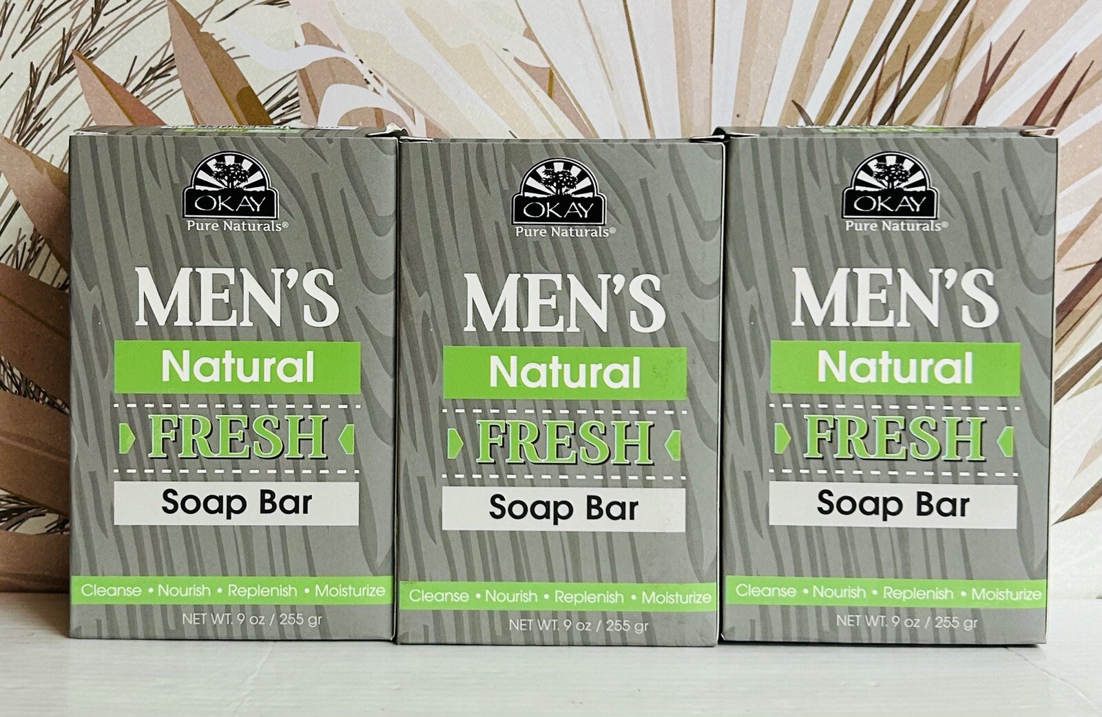 3-Pack Okay ~ Fresh Natural Soap Bar For Men 9 oz Each