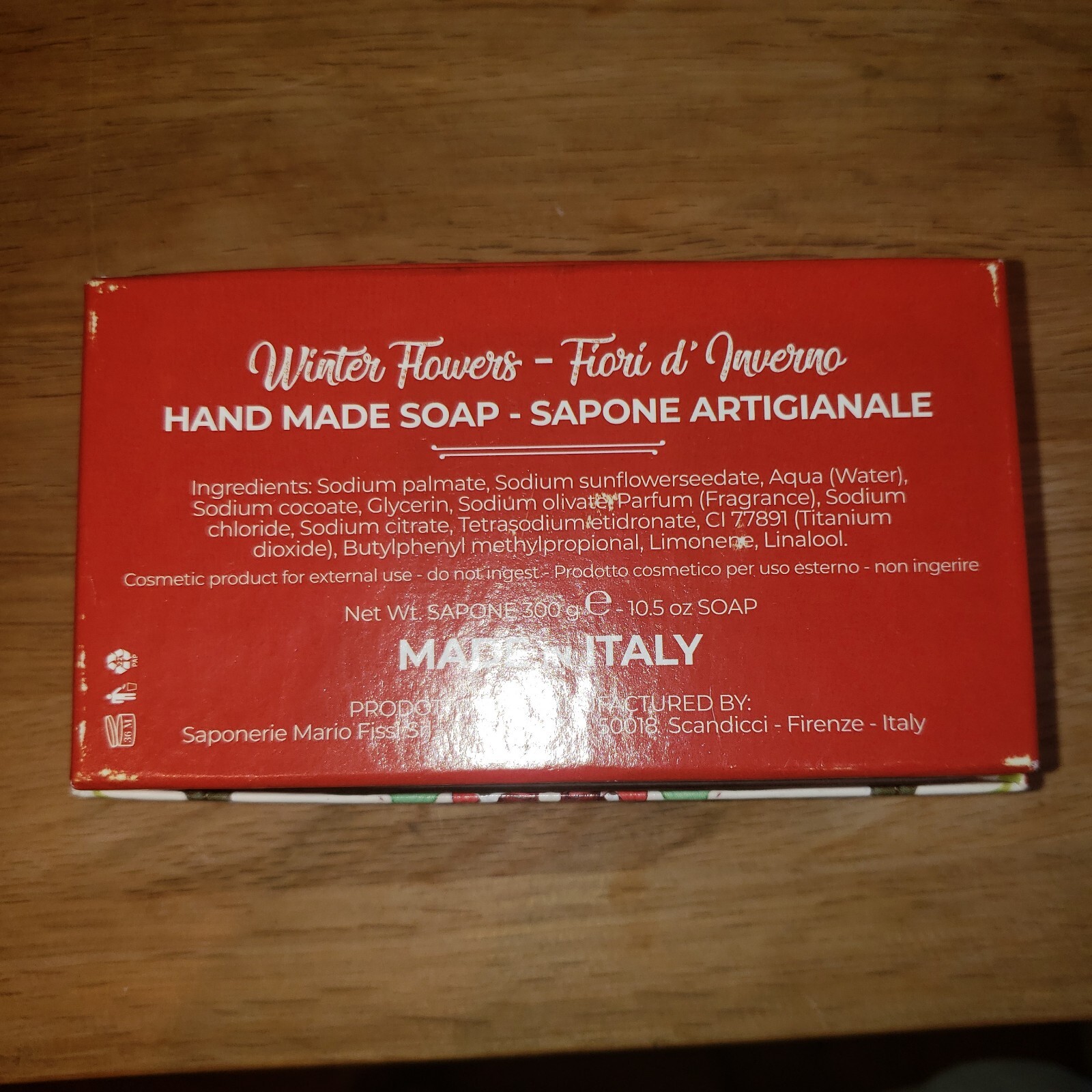 Winter Flowers Bath Bar 10.6 oz Tuscany Italy Soap Bar Sapone Flori d’onverno