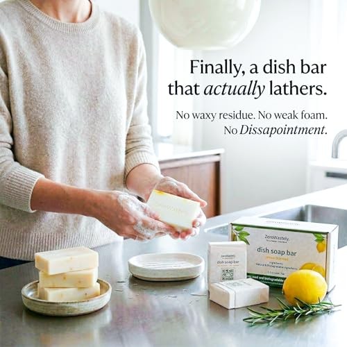 Natural Dish Soap Bar – Value Pack of 3 Solid Soap Block 16oz – Lemon