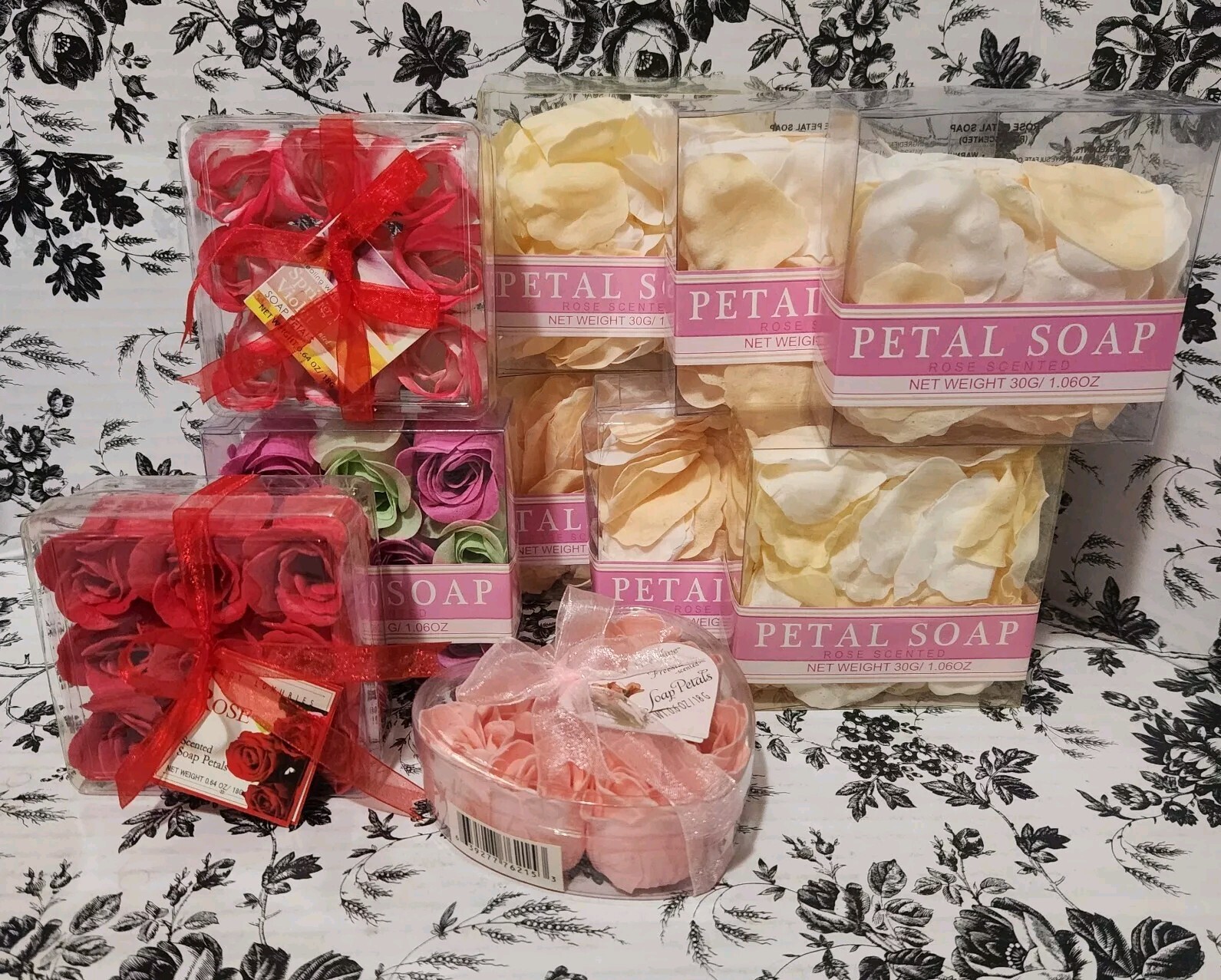 Rose Scented Petal Soap Gift Box Assorted NEW Lot Of 10