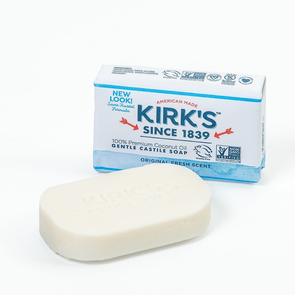 Kirk’s Natural Castile Soap, Original, Clean Smelling, USA Made, 4 Oz, Pack of 3
