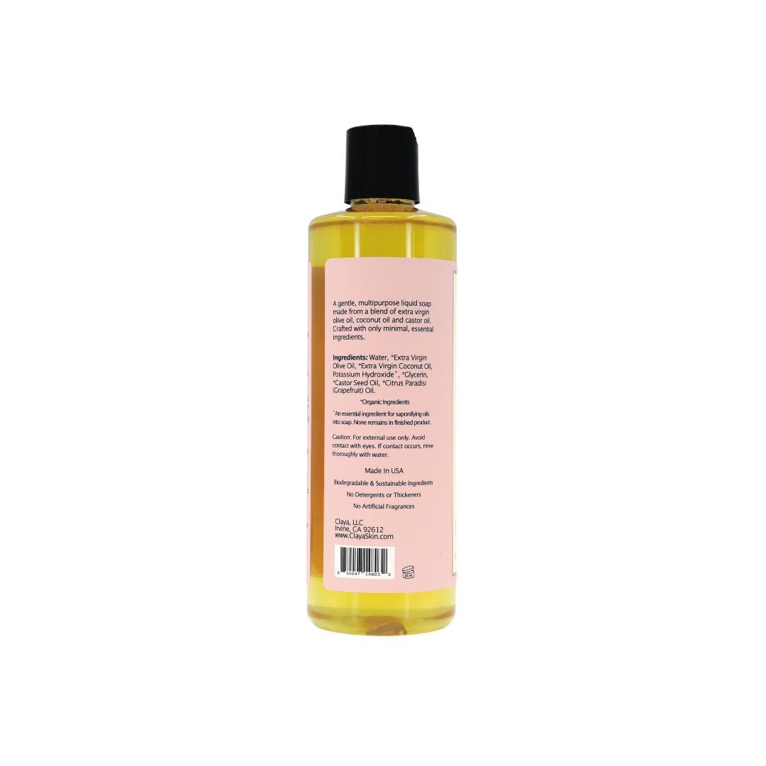 Liquid Castile Soap (Pump Cap) – Organic Ingredients, Gentle For Sensitive Skin