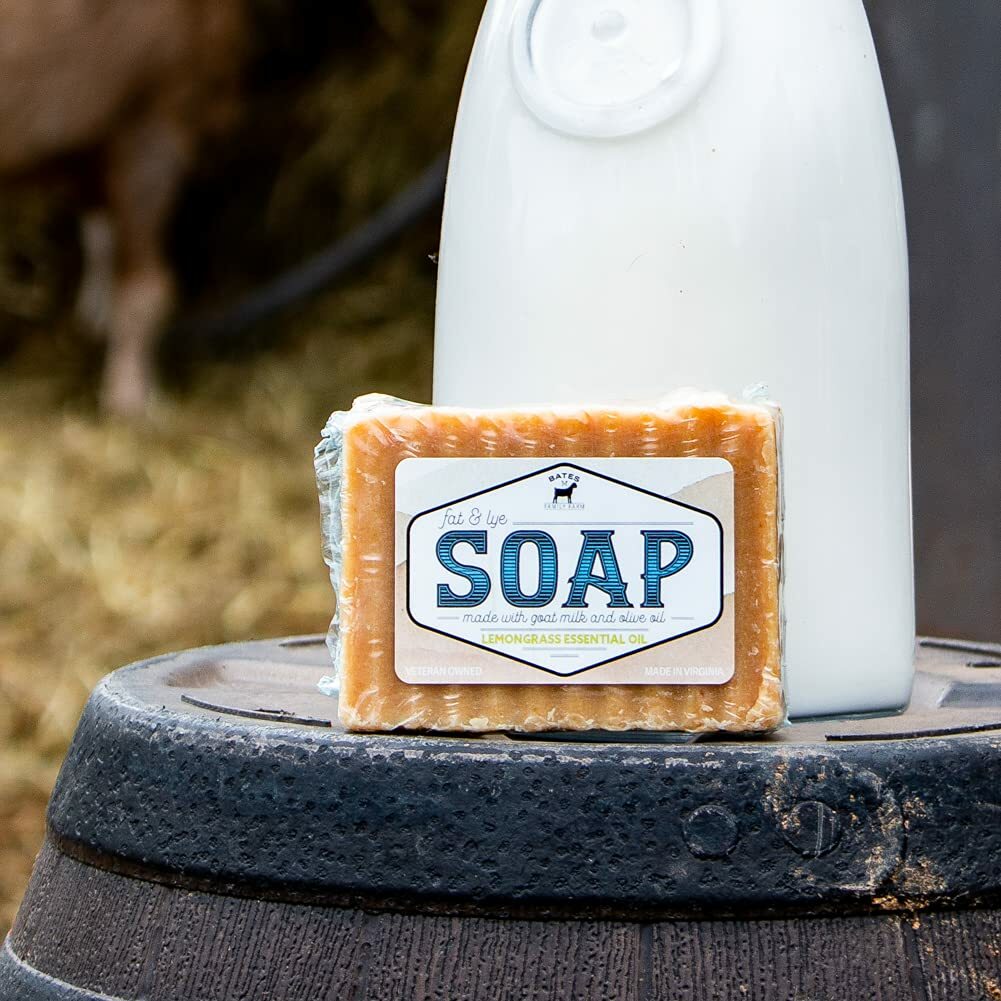 Bates Family Farm Lemongrass Essential Oils Fat and Lye Soap Goat Milk Olive Oil