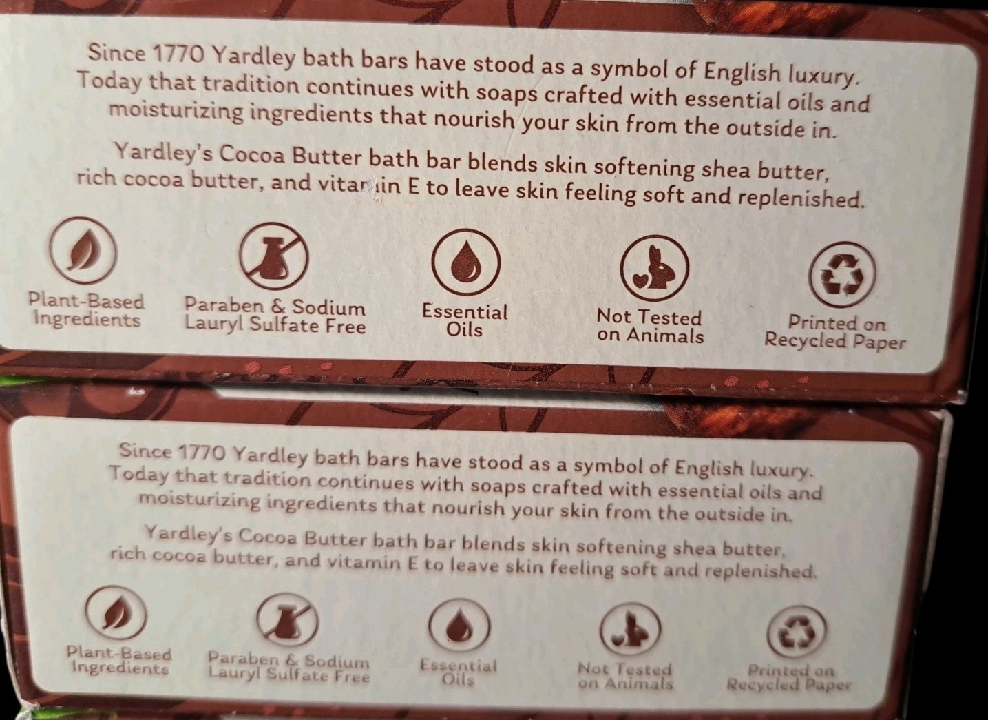 4 Pack Yardley London Bath Bar Soap Cocoa Shea Butter & Vitamin E 4 oz Each