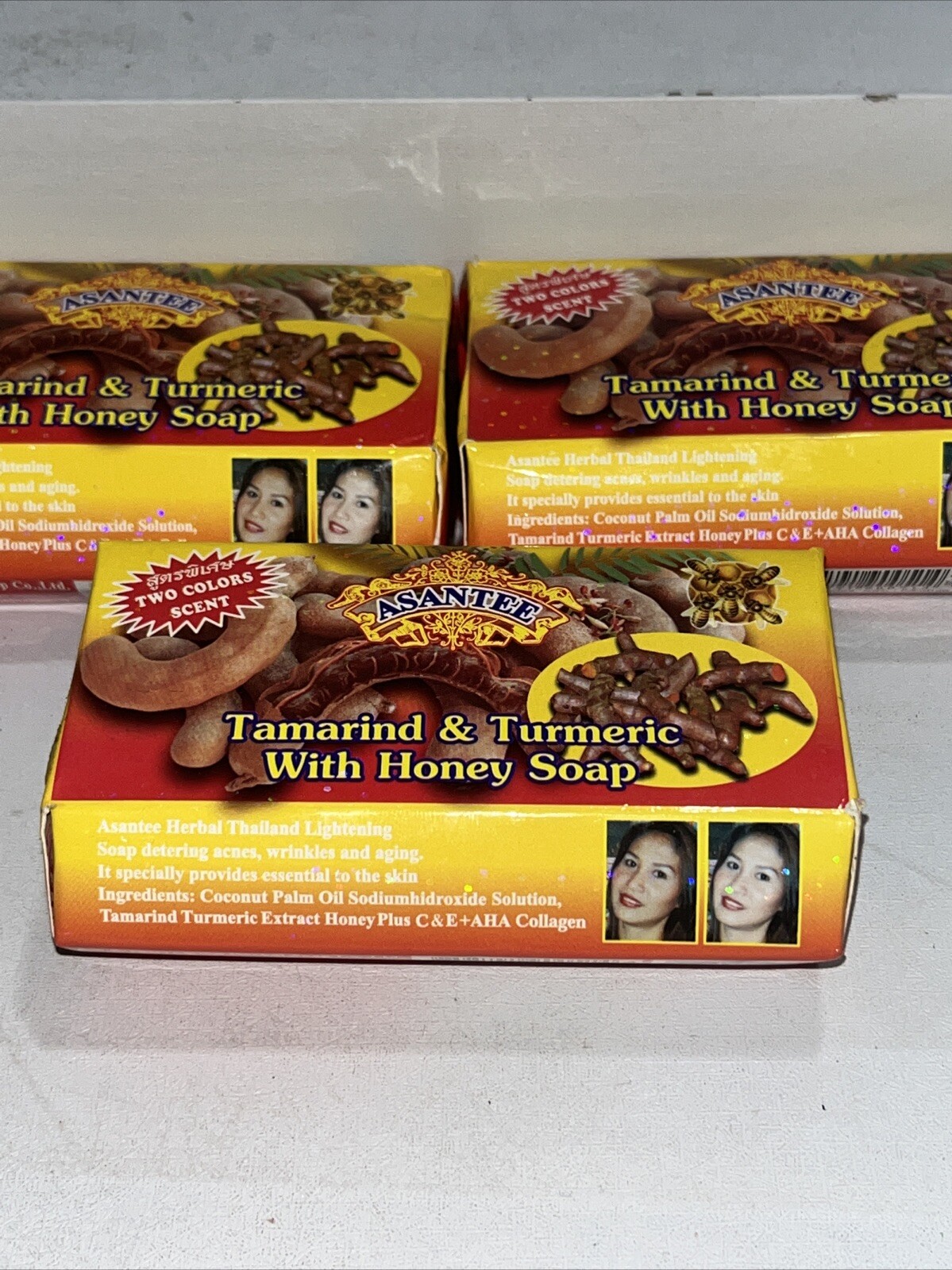 3 New Tamarind B Turmeric With Honey Bar Soap, 125g Each, Damaged Box