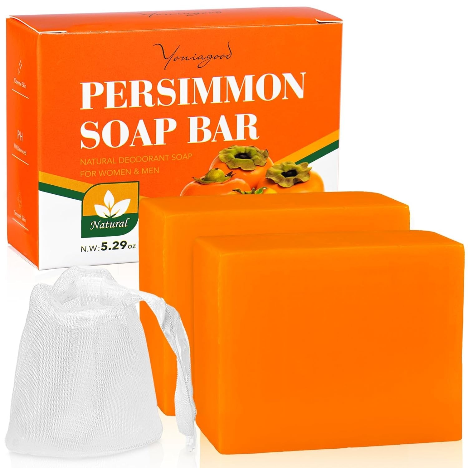 Luxury 2 PCS Persimmon Deodorizing Soap Bar for Daily Use – Skin Friendly