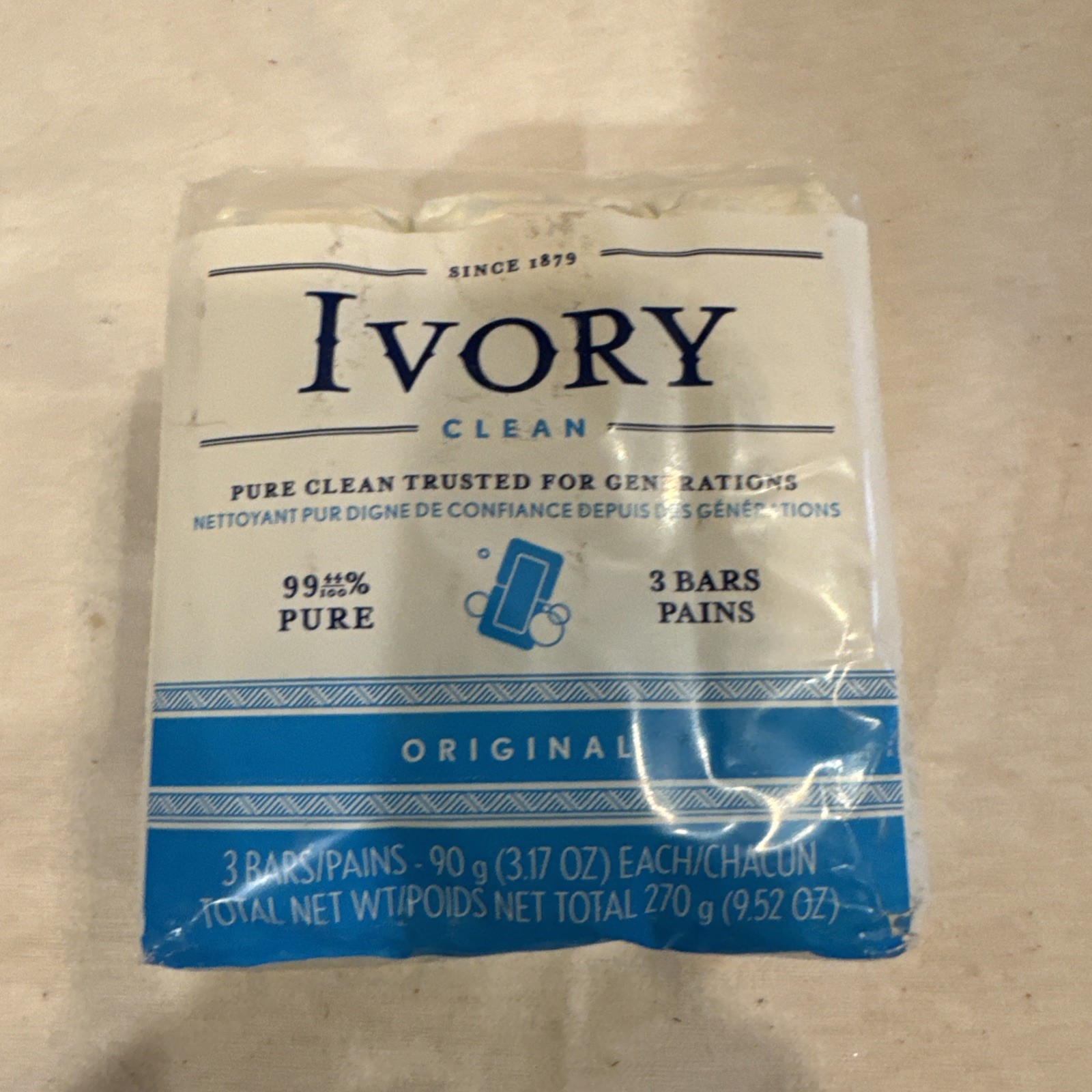 Ivory Pure 99 44/100% Simple Bar Soap (3 Bars) 9.5 oz Pack Vintage – Sealed NOS