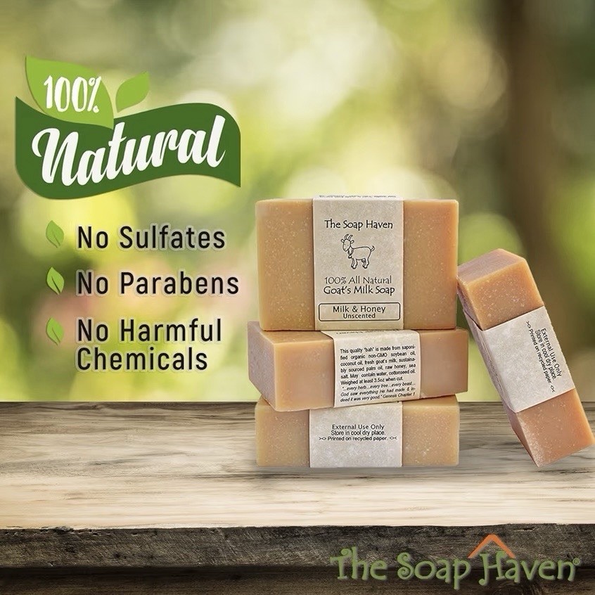 4 Goat Milk Soap Bars with Honey – Handmade in USA. All Natural Soap – Unscented