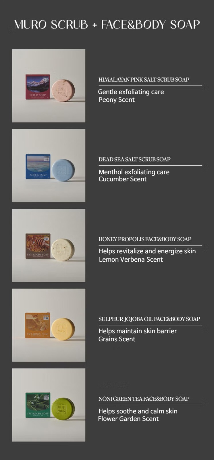 5 bars Korean Exfoliating Soap Bar 90g/3.17oz – Face & Body Dead Skin Removal