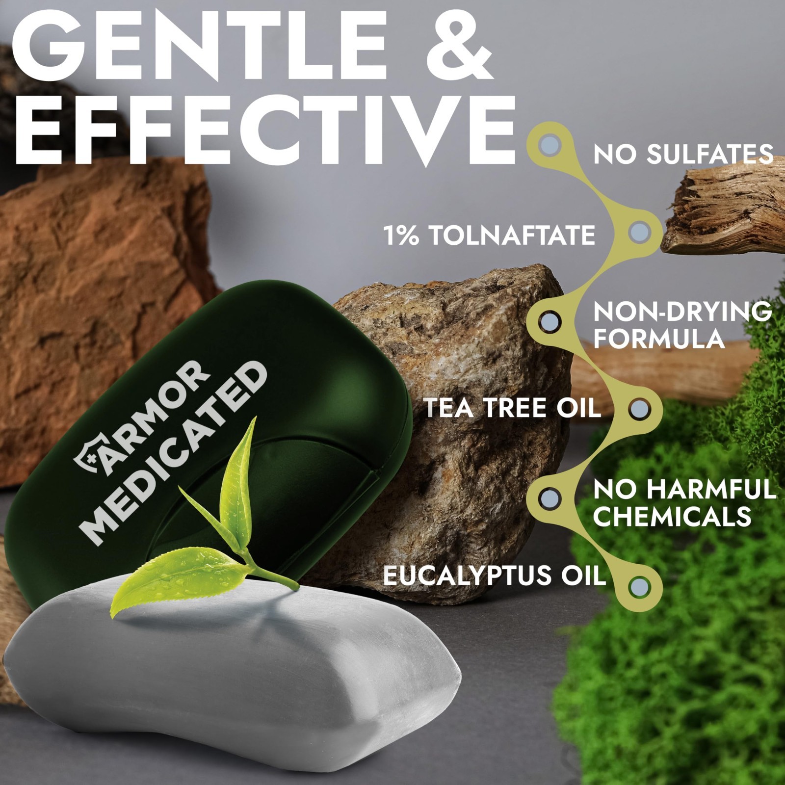 Antifungal Soap Pack with Case & Body Wipes | 1% Tolnaftate, Tea Tree Oil | Figh