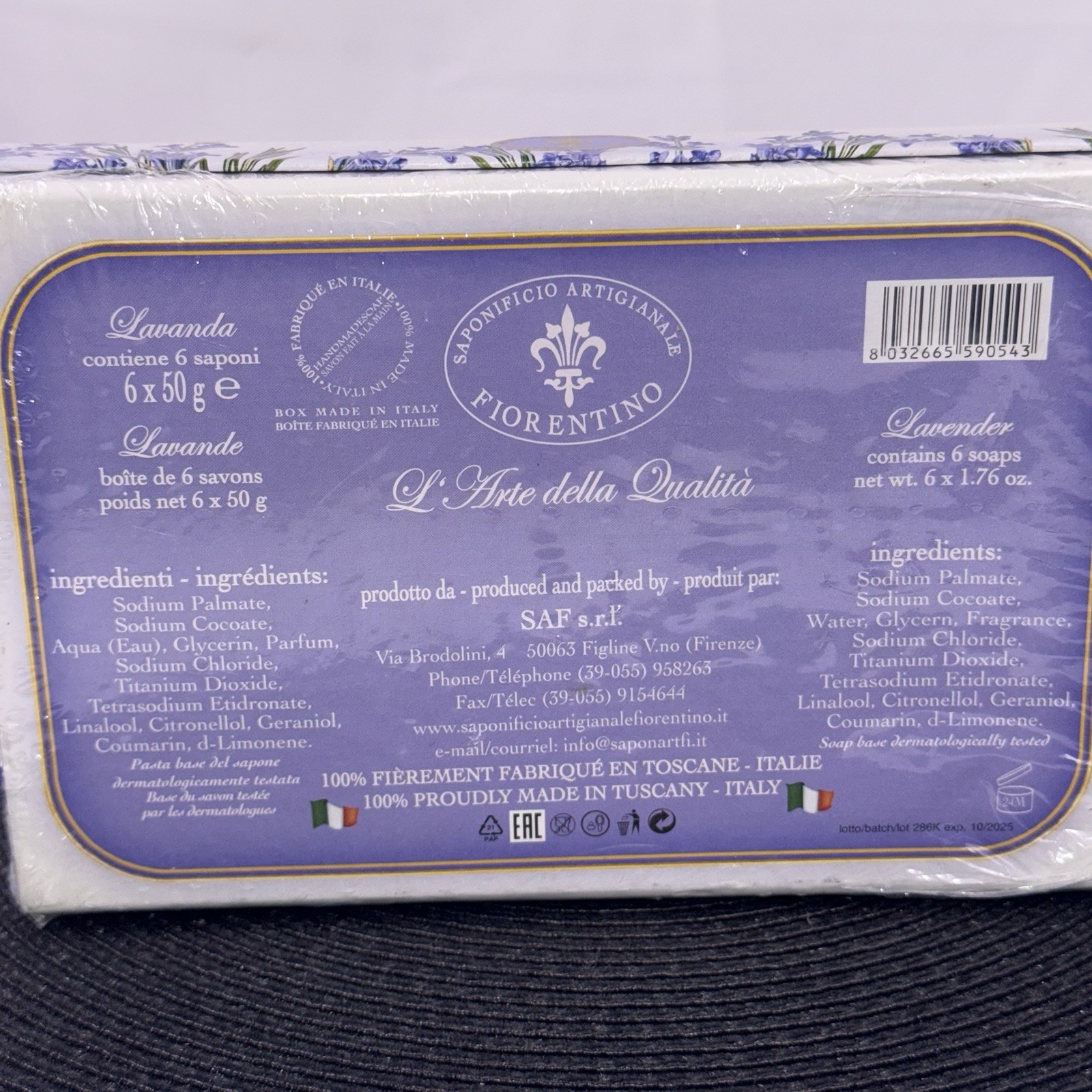 NEW 6 Handmade Italian Tuscan Lavender Soaps Saponificio Artigianale Fiorentino