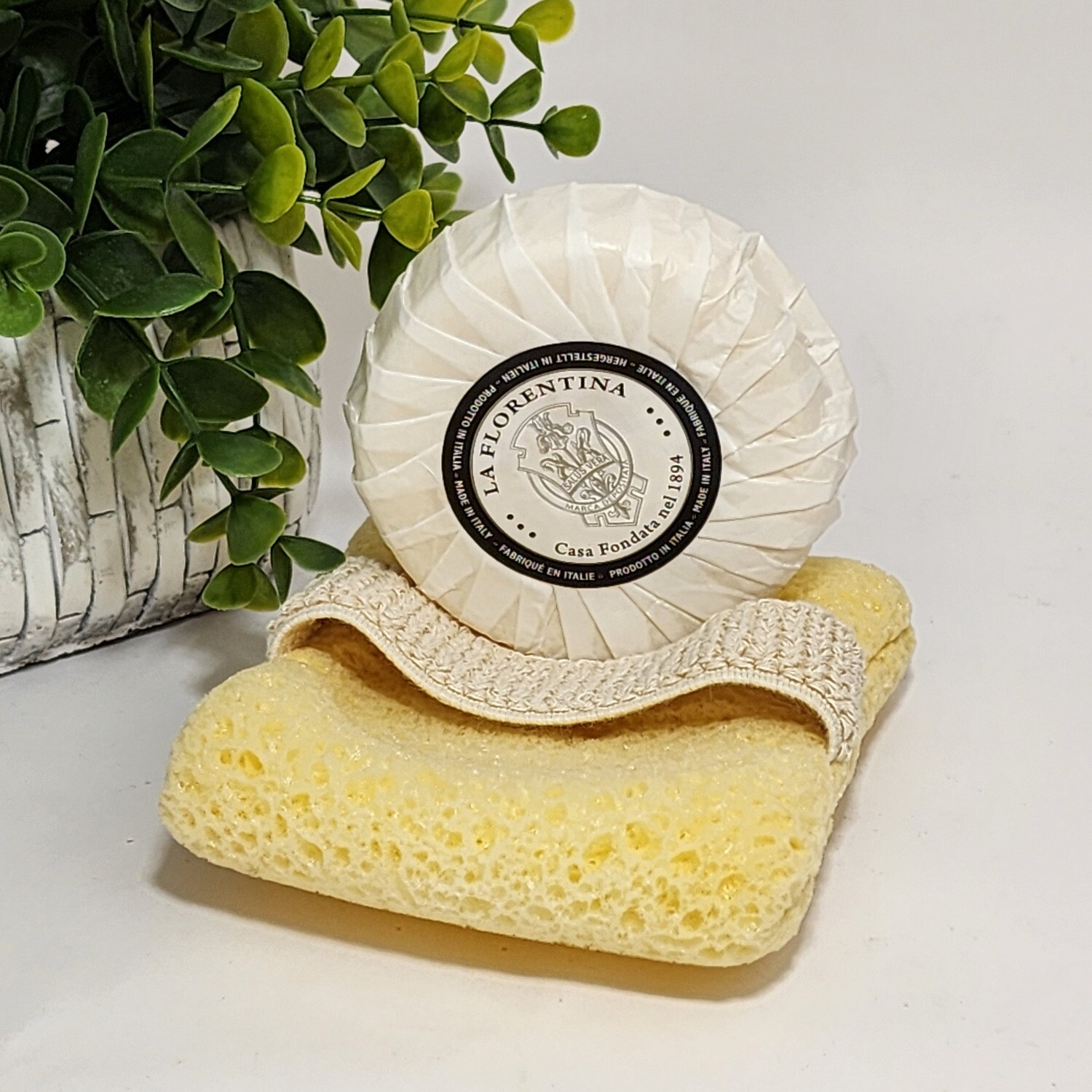 La Florentina Citron Acacia Soap & Sponge SET by Saponerie Mario Fissi