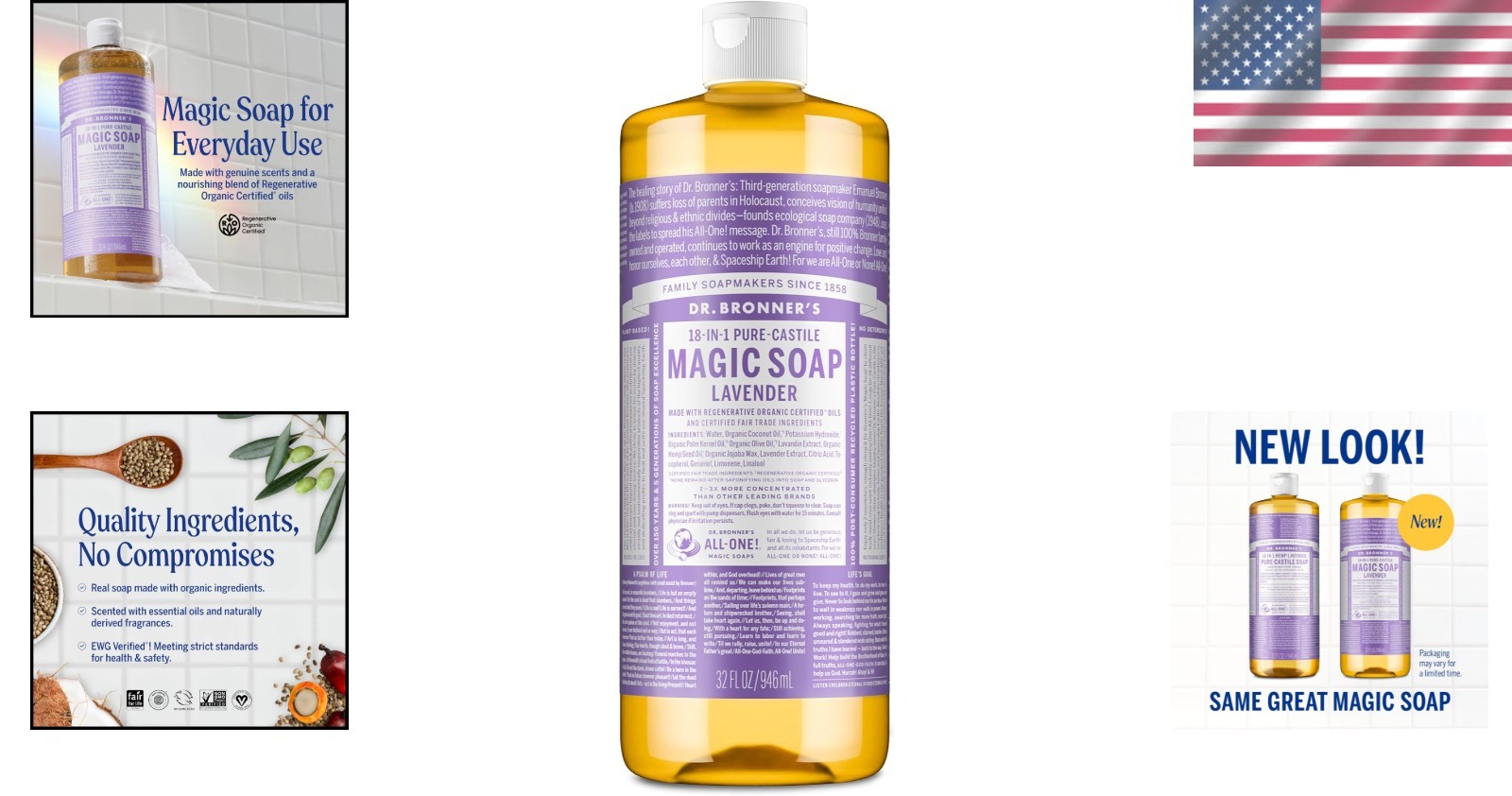 Organic Lavender Pure-Castile 32oz Soap – Gentle, & Multi-Purpose Cleanser