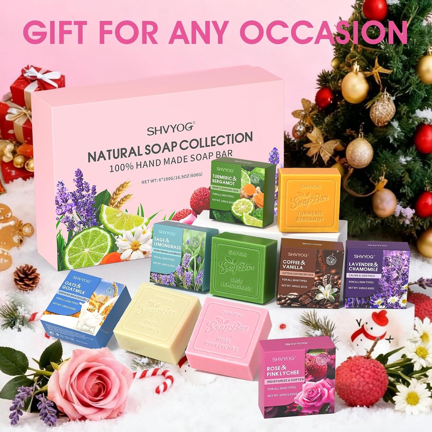 Hydrating 6PCS Soap Gift Set with Organic Ingredients & Invigorating Scents