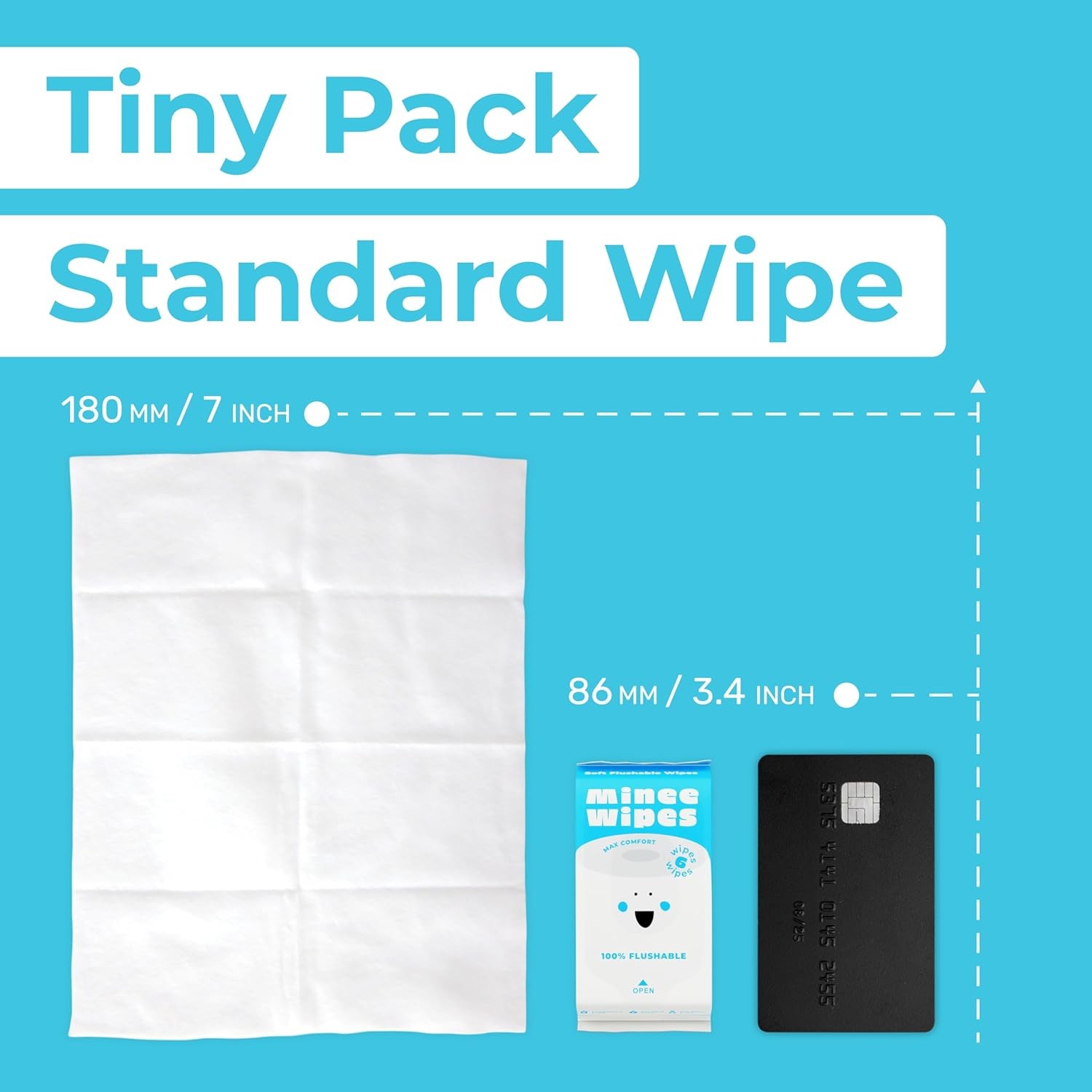 Impossibly Compact Travel Flushable Wipes with Natural 6 Count (Pack of 8)