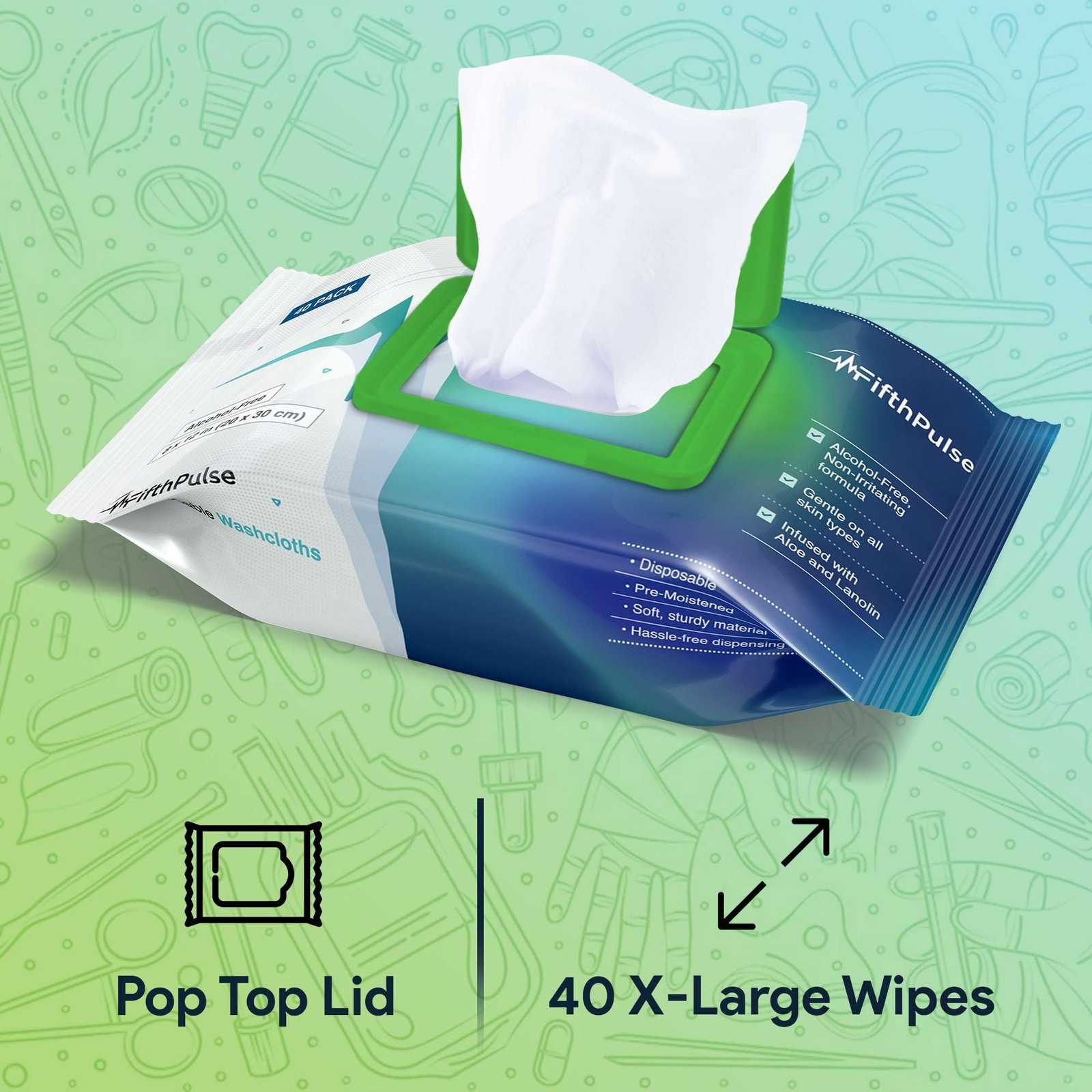 Disposable Body Wipes For Adults 40 Count -Premoistened Washcloths For Elderl…