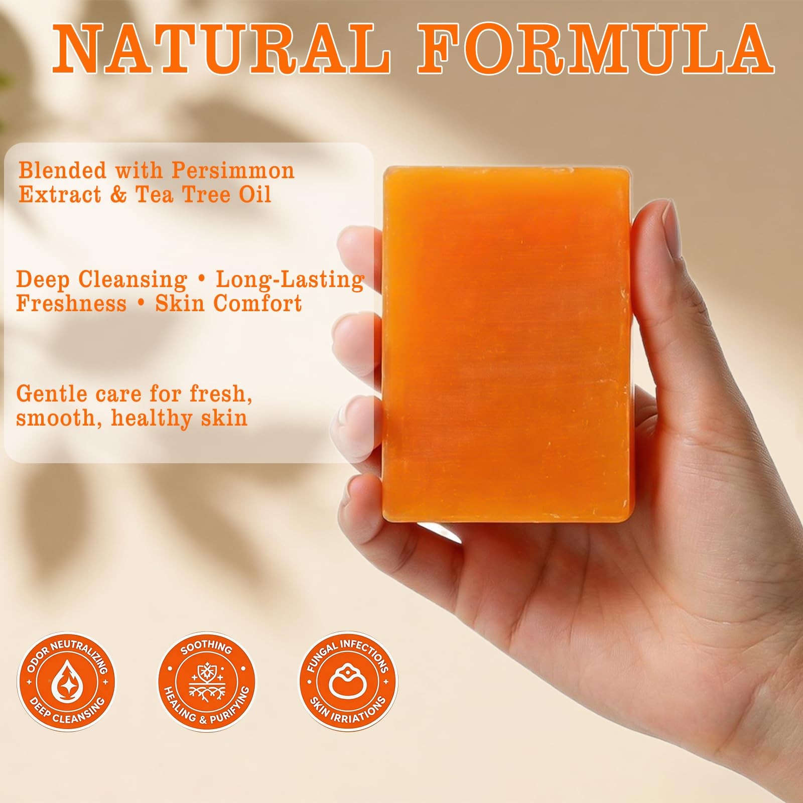 4 PCS Persimmon Soap Bar for Old People Smell, Deodorizing Purifying