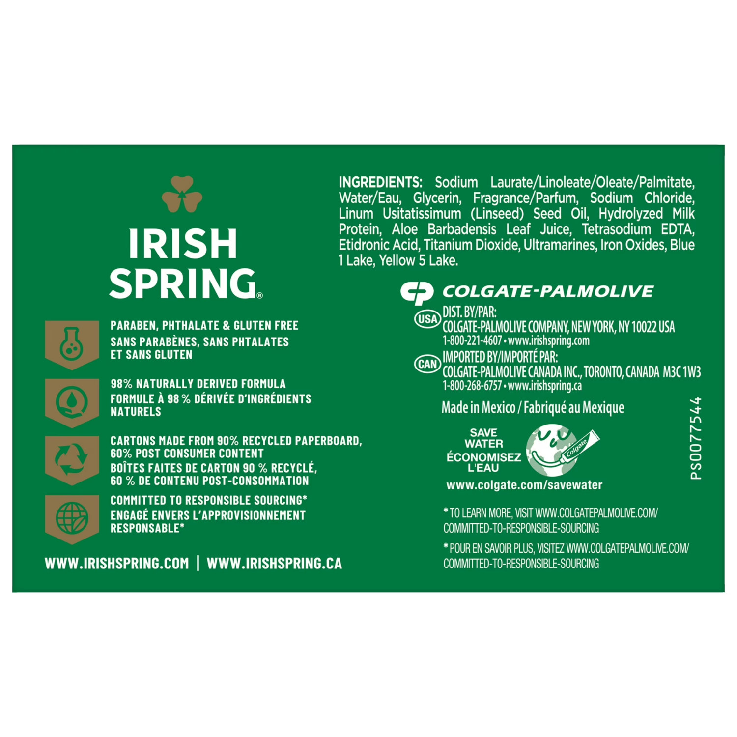 Irish Spring Aloe Mist Deodorant Bar Soap for Men, 3.7 oz Bar (12 Pack)