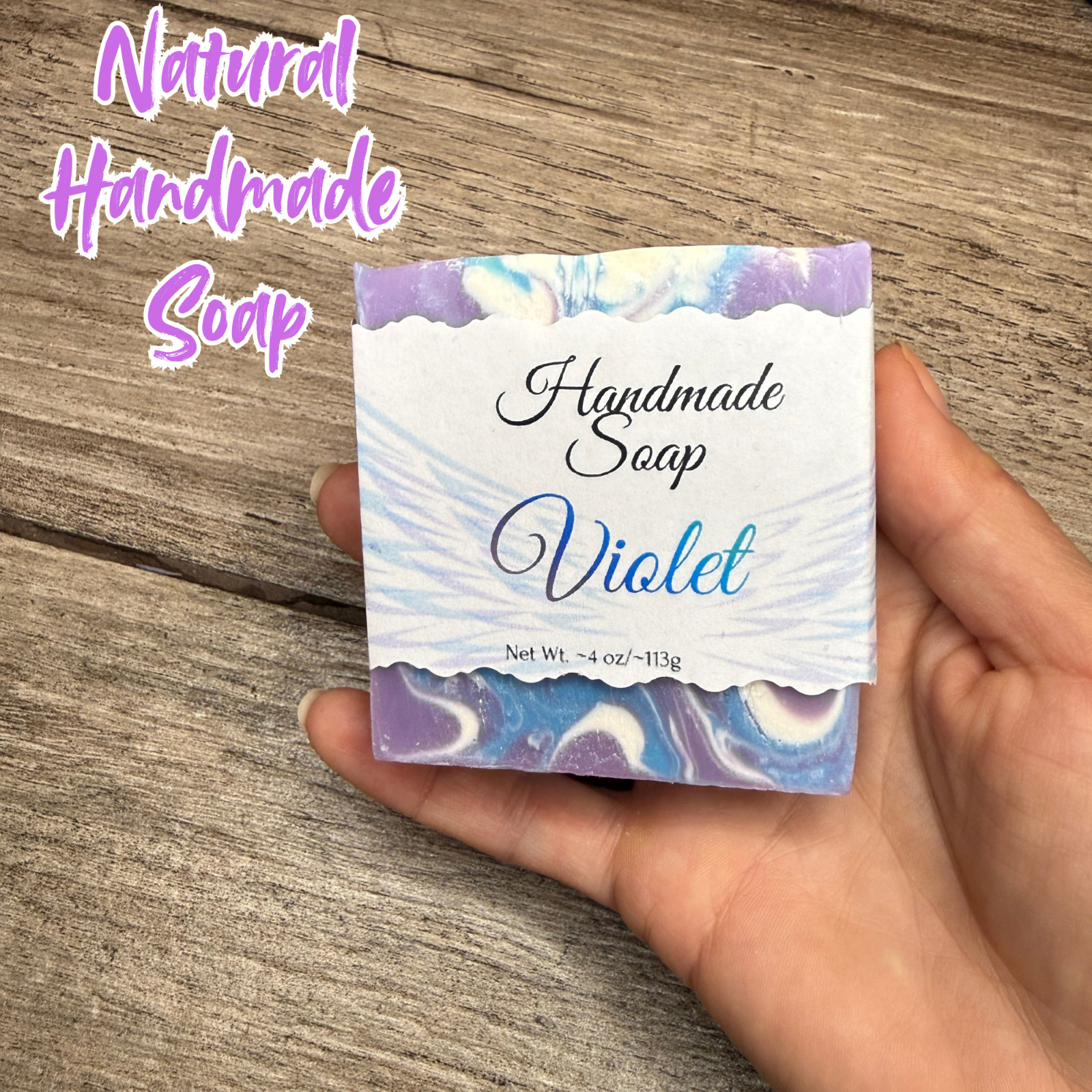 Handmade Natural Violet Bar Soap, Beauty Bar, Gift For Her or Him