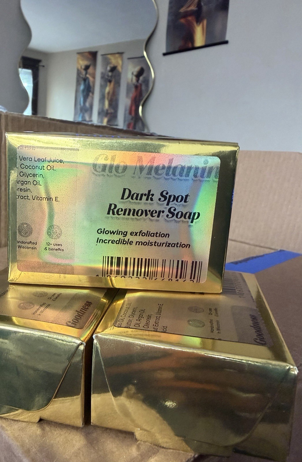 Glo Melanin Organic Turmeric Soap Dark Spot Remover for Face and Body 100g x 2