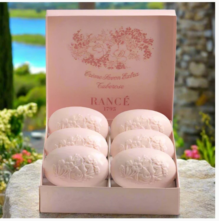 Rance 1795, Tuberose Coffret, Luxury Boxed Set of 6 French Perfumed Soaps