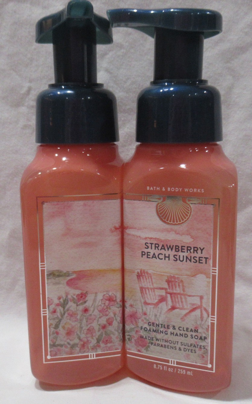 Bath & Body Works Gentle & Clean Foaming Hand Soap Set 2 STRAWBERRY PEACH SUNSET