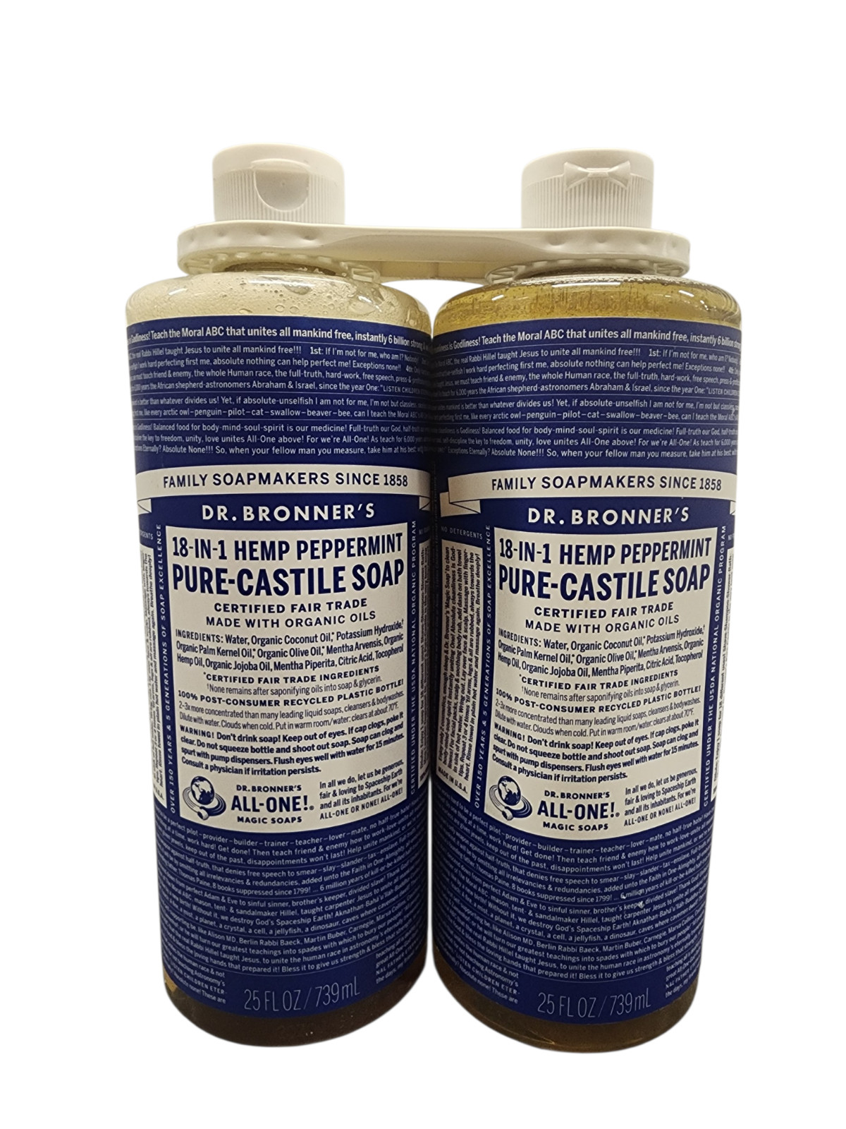 NOS 2 pack DR. BRONNER’S 18-IN-1 Hemp Peppermint Pure-Castile Soap Original 32oz