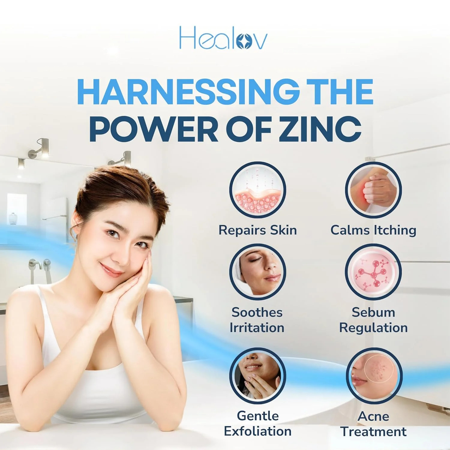Zinc Face Wash | Zinc Soap Skin Therapy Body Cleanser for Acne, Rosacea, Eczema,