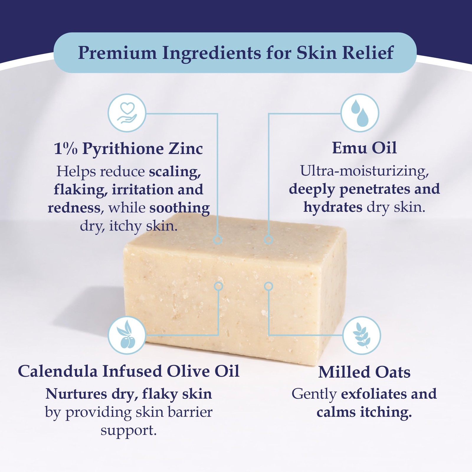1% Pyrithione Soap Bar with Emu Oil – , Body and Scalp Gentle Cleanser for Dr…