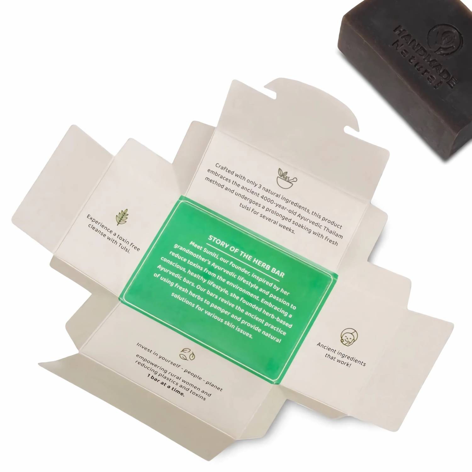 Pure Mitti Ayurvedic Coconut Oil Bar Soap, Organic Handmade, Tulsi Helps Acne